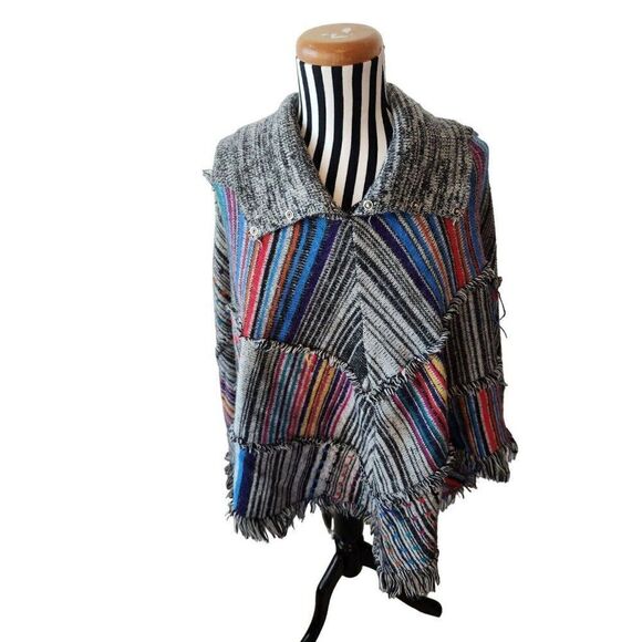 Gitano Colorful Knitted Poncho - Picture 1 of 4